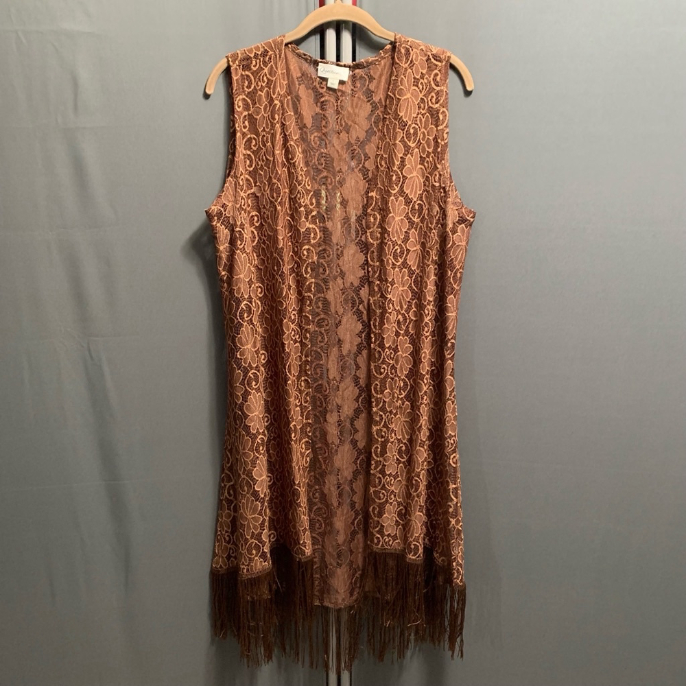 Women's Questions? Vest, Brown, Size L Y2K vintage